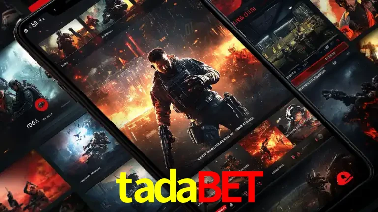 Tela de um celular exibindo uma galeria de jogos de tiro com temática militar, mostrando a variedade de e-sports disponíveis para apostas na plataforma de entretenimento tadabet.