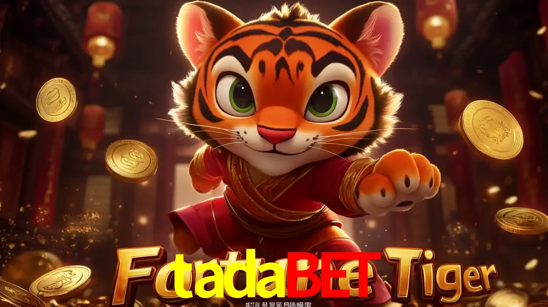 O carismático mascote do jogo de slot Fortune Tiger, um tigre fofo em pose de artes marciais, pronto para trazer sorte e multiplicadores de ganhos no cassino online tadabet.
