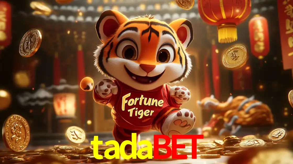 O alegre personagem do Fortune Tiger correndo sobre um caminho de moedas de ouro, simbolizando os grandes prêmios e a diversão do popular jogo de slot do tadabet.