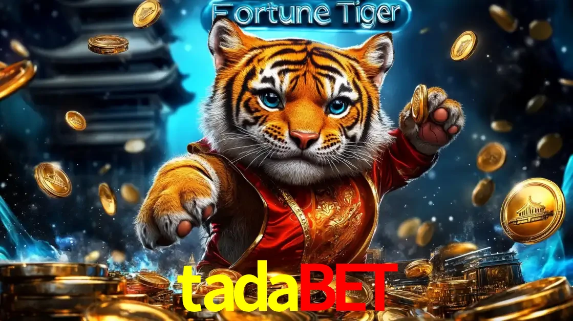 Imagem promocional do jogo de slot Fortune Tiger, com um tigre majestoso em traje tradicional cercado por uma fortuna em moedas de ouro, disponível agora no cassino tadabet.