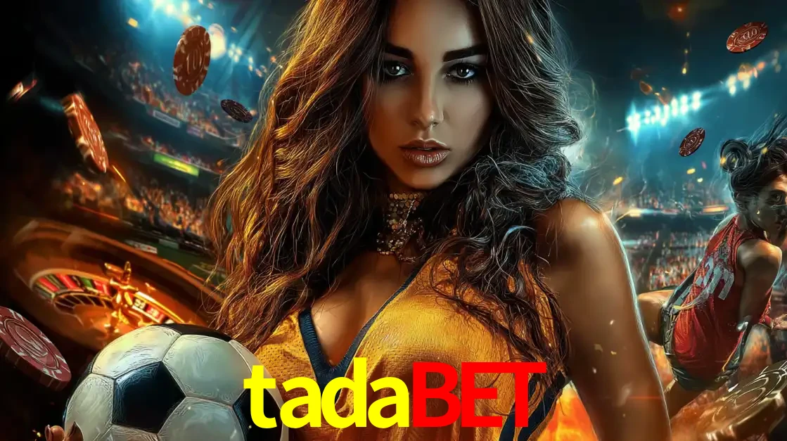 Mulher segurando uma bola de futebol em uma montagem que mistura a paixão esportiva com a emoção da roleta de cassino, tudo disponível na plataforma tadabet.